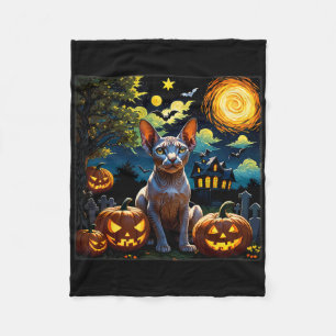 Spooky Halloween Sphynx Sterrennacht Fleece Deken