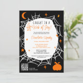 Spooky Halloween Spider web schattig baby shower Kaart (Staand voorkant)