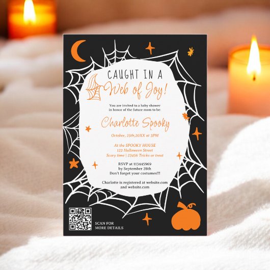 Spooky Halloween Spider web schattig baby shower Kaart