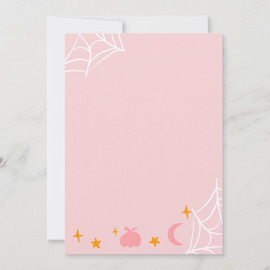 Spooky Halloween Spider web schattig roze baby sho Kaart (Achterkant)
