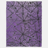 Spooky Halloween Spider Webs op Paarse Fleece Deken (Voorkant)