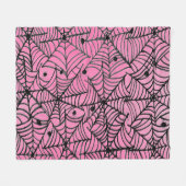 Spooky Halloween Spider Webs op Roze Fleece Deken (Voorkant (Horizontaal))