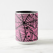 Spooky Halloween Spider Webs op Roze Mok (Midden)