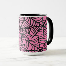 Spooky Halloween Spider Webs op Roze