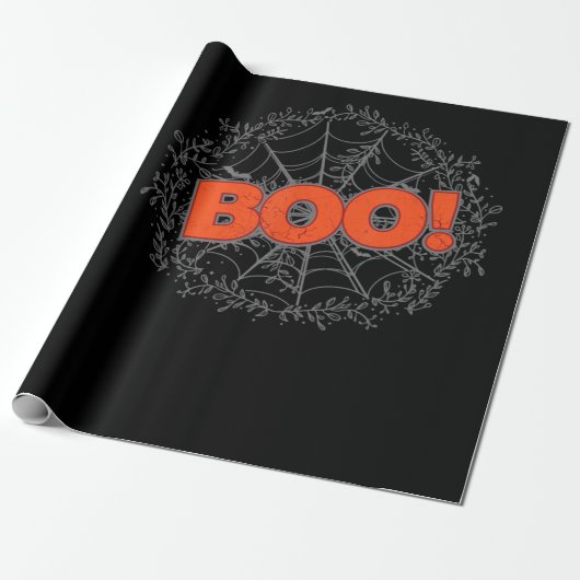 Spooky Halloween Spin Web Boo Gift Idee Cadeaupapier (Uitgerold)