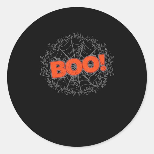 Spooky Halloween Spin Web Boo Gift Idee Ronde Sticker (Voorkant)