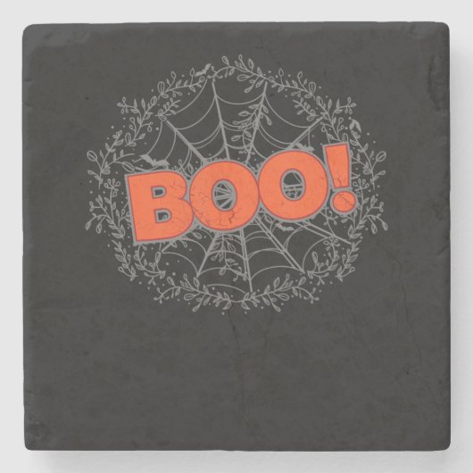 Spooky Halloween Spin Web Boo Gift Idee Stenen Onderzetter (Voorkant)