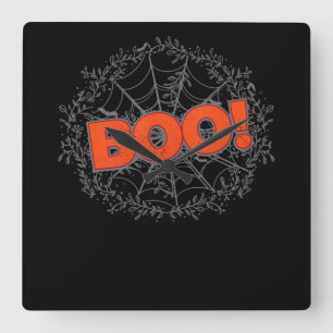 Spooky Halloween Spin Web Boo Gift Idee Vierkante Klok