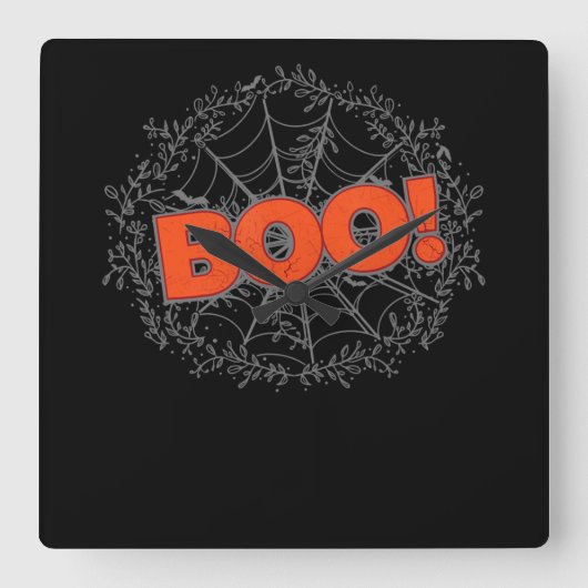 Spooky Halloween Spin Web Boo Gift Idee Vierkante Klok (Voorkant)