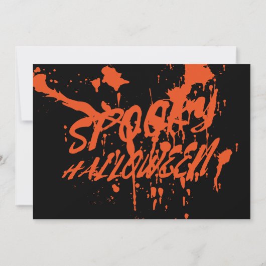 Spooky Halloween Splash Retro Rood Sinaasappel Hor Aankondiging (Voorkant)