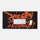 Spooky Halloween Splash Retro Rood Sinaasappel Hor Bureaumat (Keyboard & Muis)