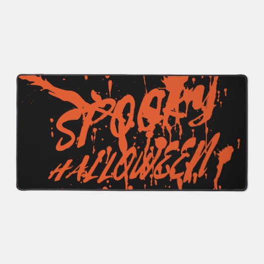 Spooky Halloween Splash Retro Rood Sinaasappel Hor Bureaumat (Voorkant)