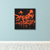 Spooky Halloween Splash Retro Rood Sinaasappel Hor Canvas Afdruk (Insitu (Houten vloer))