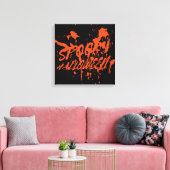 Spooky Halloween Splash Retro Rood Sinaasappel Hor Canvas Afdruk (Insitu (Woonkamer))
