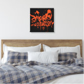 Spooky Halloween Splash Retro Rood Sinaasappel Hor Canvas Afdruk (Insitu (Slaapkamer))