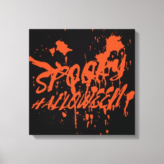 Spooky Halloween Splash Retro Rood Sinaasappel Hor Canvas Afdruk (Voorkant)