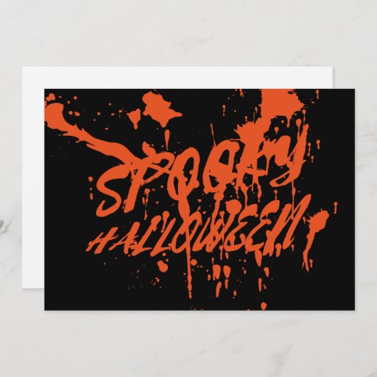 Spooky Halloween Splash Retro Rood Sinaasappel Hor Feestdagenkaart (Voorkant / Achterkant)