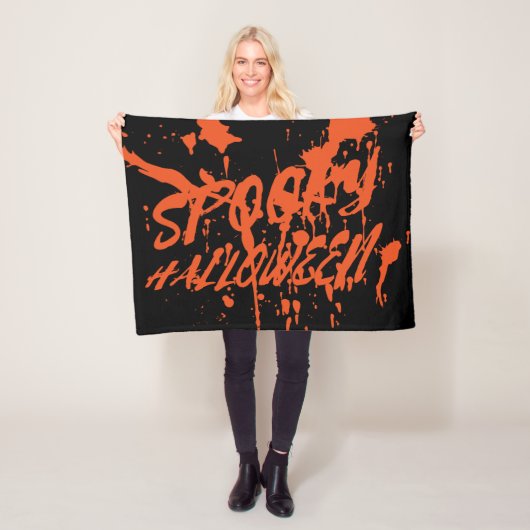 Spooky Halloween Splash Retro Rood Sinaasappel Hor Fleece Deken (In situ)