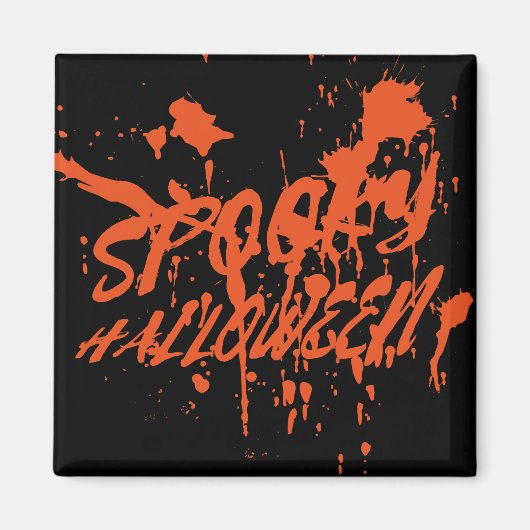 Spooky Halloween Splash Retro Rood Sinaasappel Hor Magneet (Voorkant)