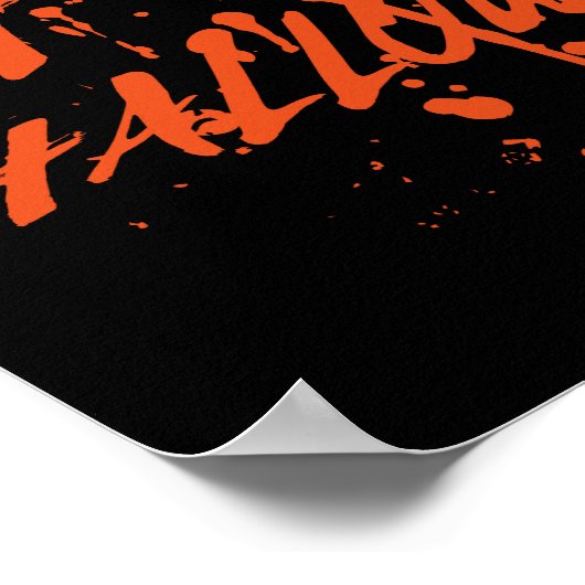 Spooky Halloween Splash Retro Rood Sinaasappel Hor Poster (Hoek)