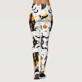 Spooky Halloween spookhuis en vleermuispatroon Leggings (Achterkant)