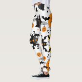 Spooky Halloween spookhuis en vleermuispatroon Leggings (Links)