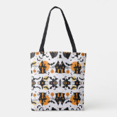 Spooky Halloween spookhuis en vleermuispatroon Tote Bag (Achterkant)