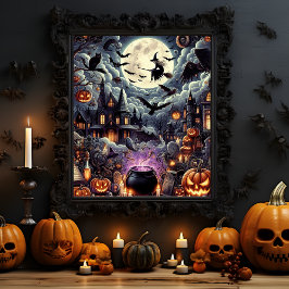 Spooky Halloween spookhuis Halloween seizoen Perfect Poster