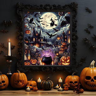 Spooky Halloween spookhuis Halloween seizoen Perfect Poster