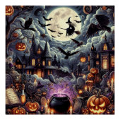 Spooky Halloween spookhuis Halloween seizoen Perfect Poster (Voorkant)