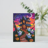 Spooky Halloween spookhuis illustratie Briefkaart (Staand voorkant)