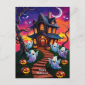 Spooky Halloween spookhuis illustratie Briefkaart (Voorkant)