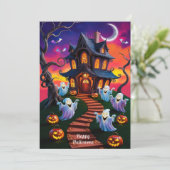 Spooky Halloween spookhuis illustratie Kaart (Staand voorkant)
