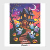 Spooky Halloween spookhuis illustratie Sticker (Vel)
