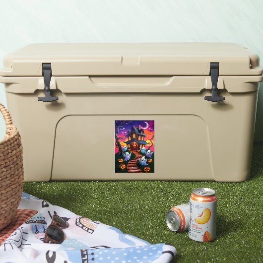 Spooky Halloween spookhuis illustratie Sticker (Koeler)