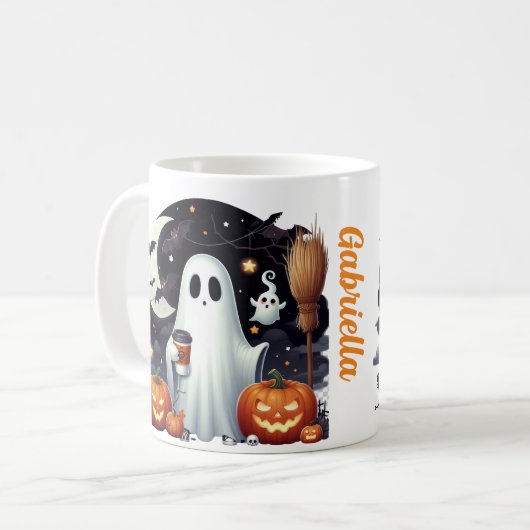 Spooky Halloween spookpompoenen Koffiemok (Voorkant links)