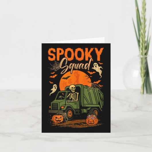 Spooky Halloween Squad Skeleton Driving Garbage TR Kaart (Voorkant)