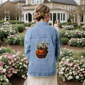 Spooky Halloween Sticker Denim Jacket