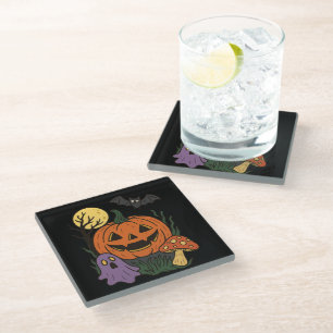 Spooky Halloween Sticker Glazen Onderzetter