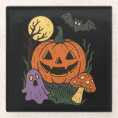 Spooky Halloween Sticker Glazen Onderzetter (Voorkant)