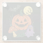 Spooky Halloween Sticker Glazen Onderzetter (Achterkant)