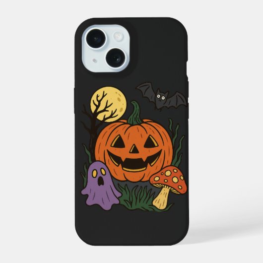 Spooky Halloween Sticker iPhone 15 Case (Achterkant)