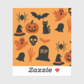 Spooky Halloween Sticker – Zwart & Sinaasappel (Vel)