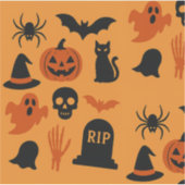 Spooky Halloween Sticker – Zwart & Sinaasappel (Voorkant)