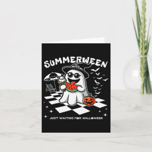 Spooky Halloween Summer Vibes Pumpkin Ghost T-shir Kaart