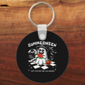 Spooky Halloween Summer Vibes Pumpkin Ghost T-shir Sleutelhanger (Voorkant)