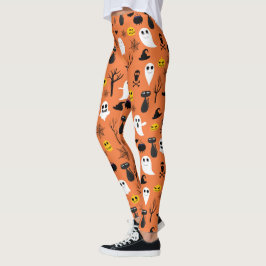 Spooky Halloween symbolen naadloos patroon Leggings