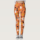 Spooky Halloween symbolen naadloos patroon Leggings (Voorkant)