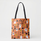 Spooky Halloween symbolen naadloos patroon Tote Bag (Voorkant)