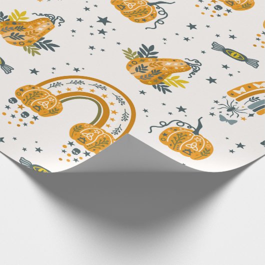 Spooky Halloween symbolen patroon Cadeaupapier (Hoek)